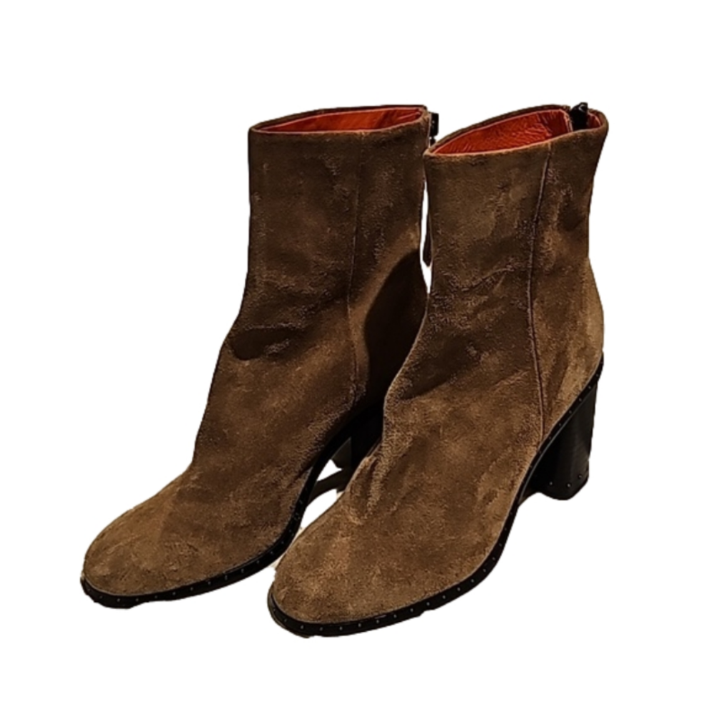 Rag & Bone suede nail stud stack heel boot 6.5 (37)